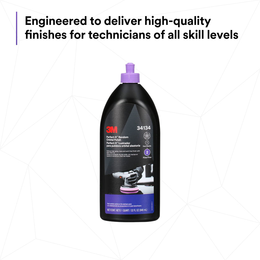 3M Perfect-It Random Orbital Polish, 34134, 1 Quart, Fast Cutting Polisher for Automotive Buffing & Polishing, High-Gloss Finish