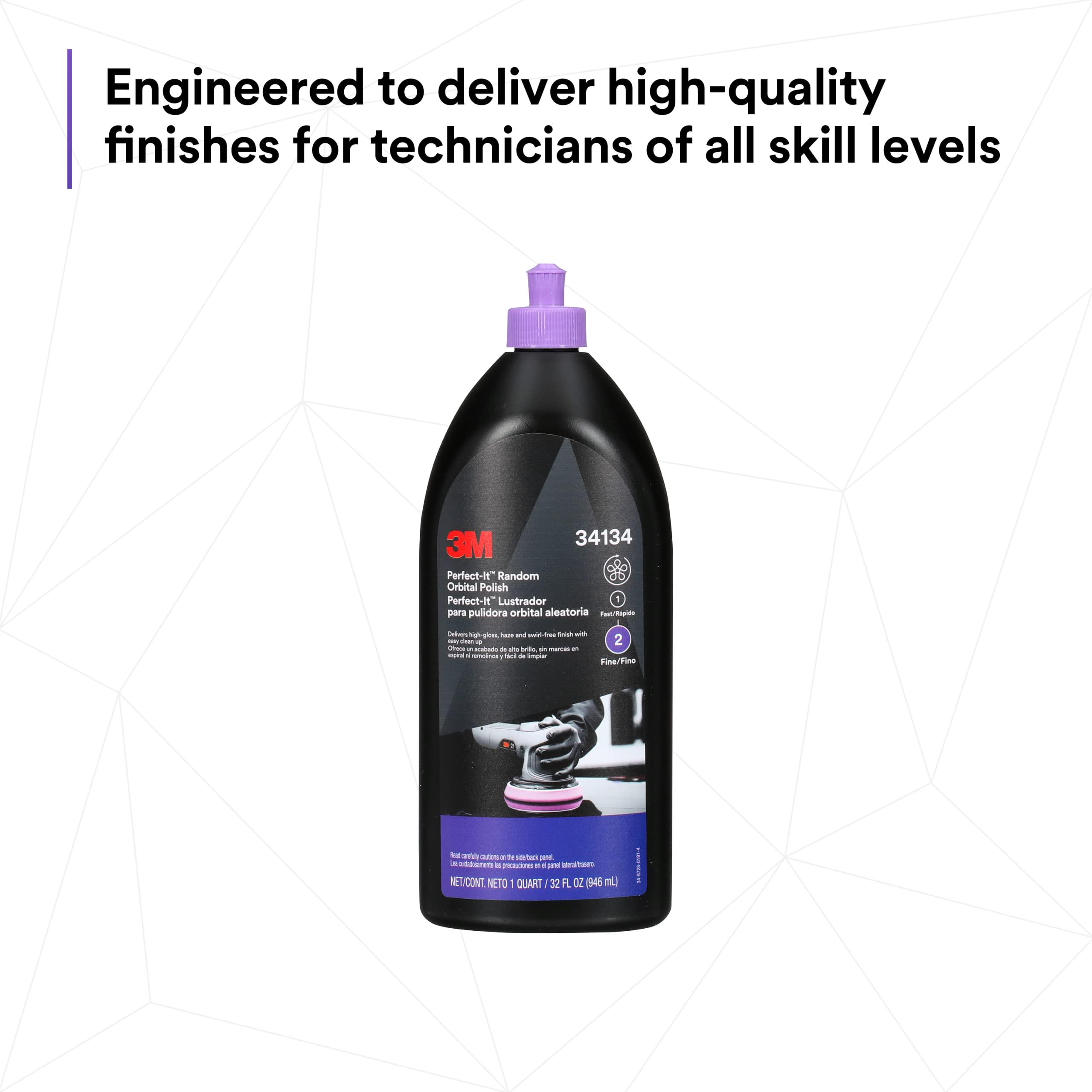 3M Perfect-It Random Orbital Polish, 34134, 1 Quart, Fast Cutting Polisher for Automotive Buffing & Polishing, High-Gloss Finish