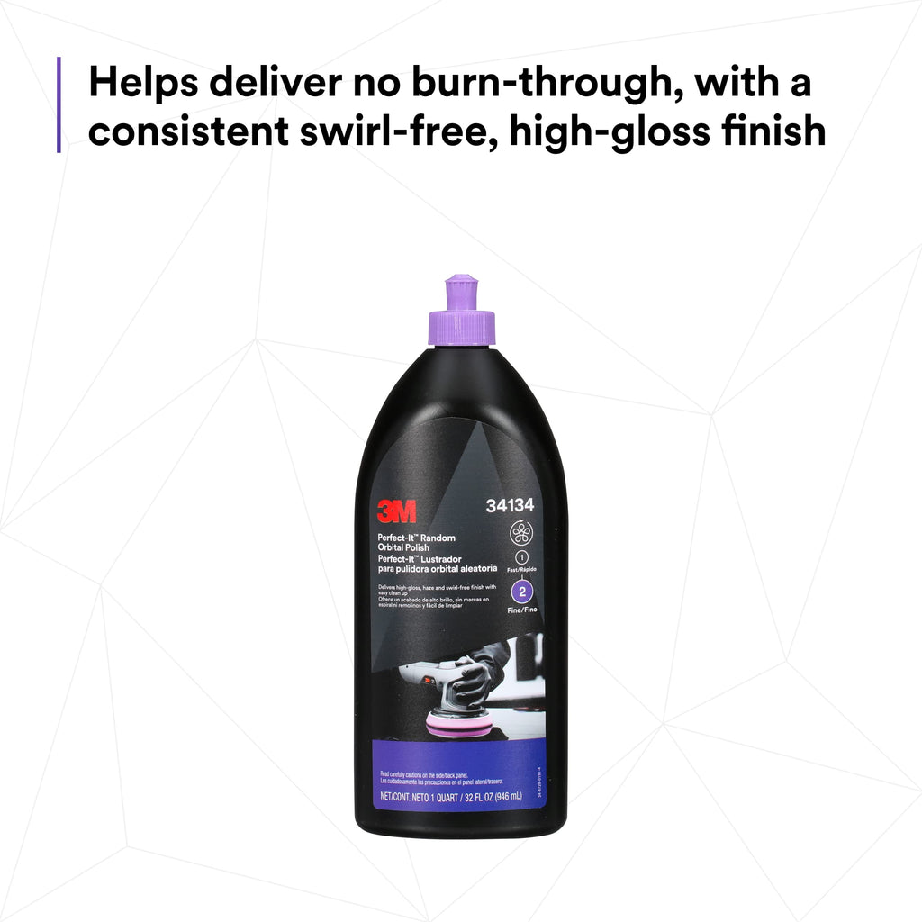 3M Perfect-It Random Orbital Polish, 34134, 1 Quart, Fast Cutting Polisher for Automotive Buffing & Polishing, High-Gloss Finish