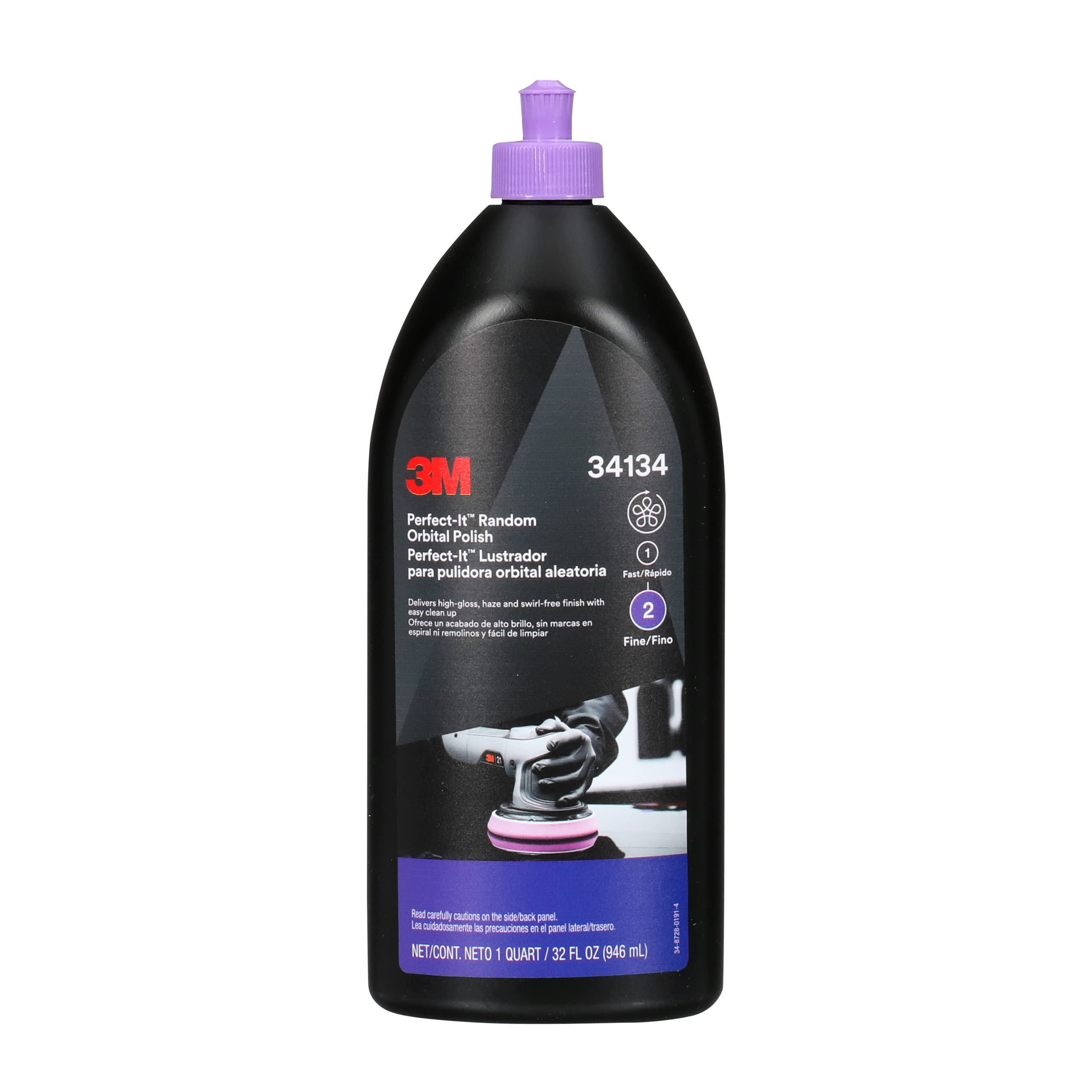 3M Perfect-It Random Orbital Polish, 34134, 1 Quart, Fast Cutting Polisher for Automotive Buffing & Polishing, High-Gloss Finish