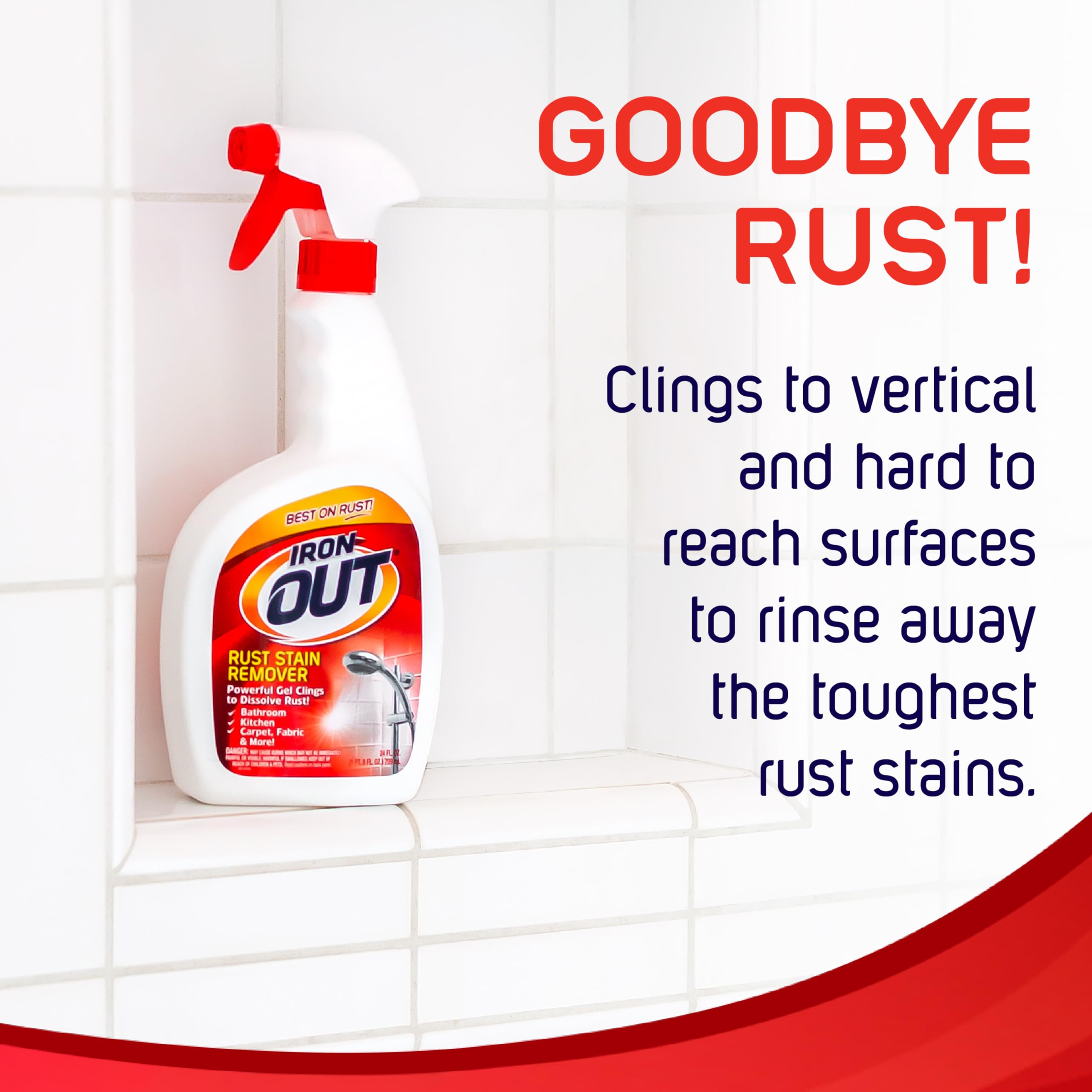 Iron OUT Rust Stain Remover Spray Gel, Remove Rust Stains in Bathrooms, Kitchens, Laundry, and Outdoors, Made in the USA, 24 Ounces