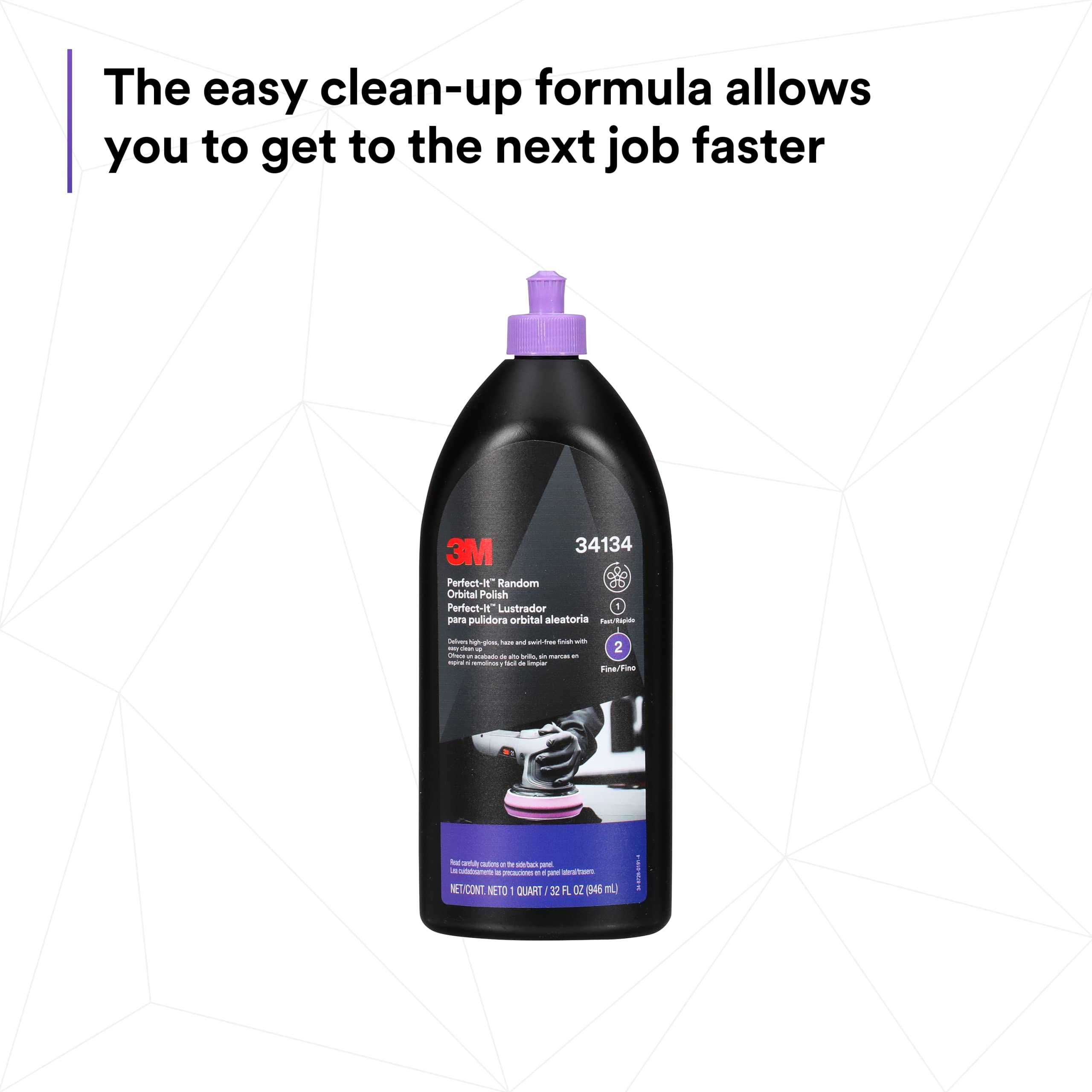 3M Perfect-It Random Orbital Polish, 34134, 1 Quart, Fast Cutting Polisher for Automotive Buffing & Polishing, High-Gloss Finish