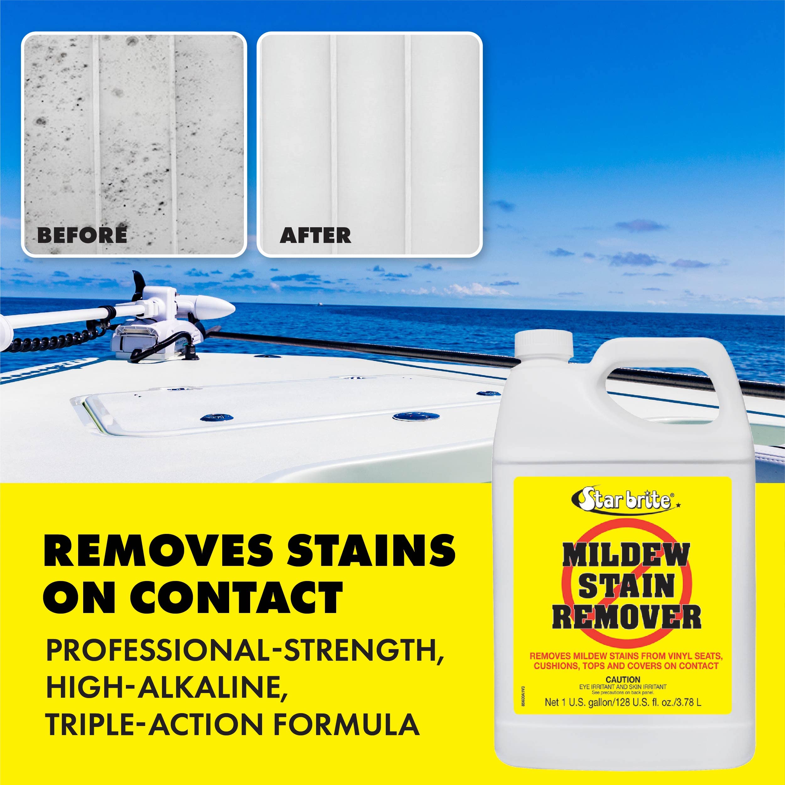 STAR BRITE Mold Stain & Mildew Stain Remover + Cleaner – Lifts Dirt & Removes Mildew Stains on Contact - 22 OZ Spray, clear (085616SS)